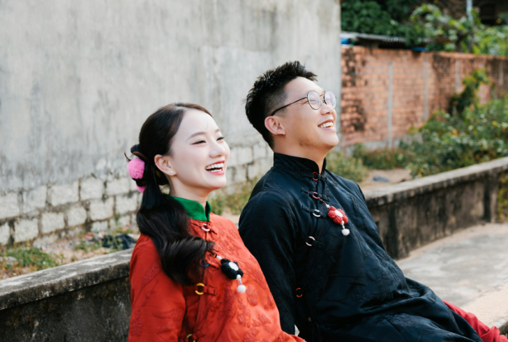 Chinese couple laughing together