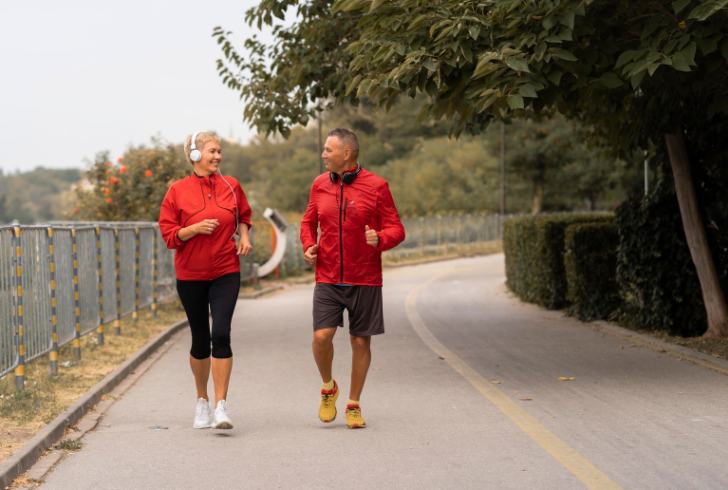 Man and woman exercising for healthy aging